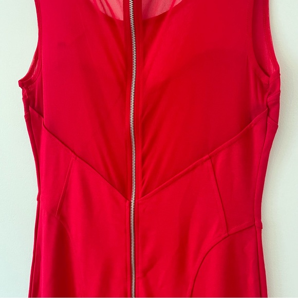 Guess SL Hedy Fitted Paneled Sleeveless Dress Red Mesh Accent (U1-2) - Picture 8 of 14